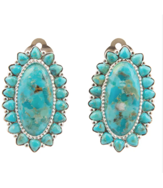 Barse Jewelry Barse Jewelry Oasis Turquoise Silver Clip Earrings
