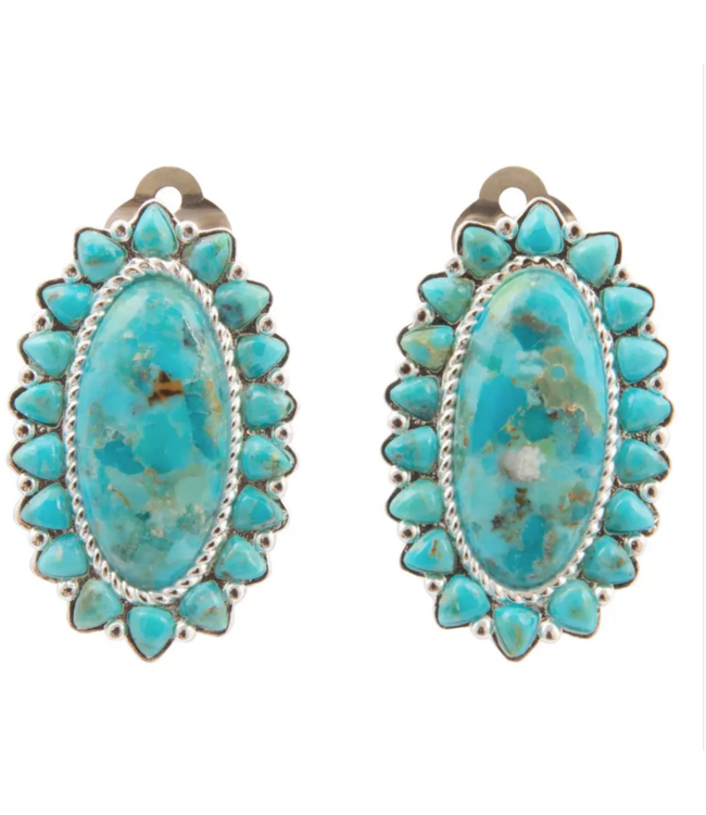 Barse Jewelry Oasis Turquoise Silver Clip Earrings