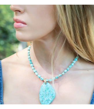 Barse Jewelry Brase Jewelry Refined Turquoise Golden Drop Necklace