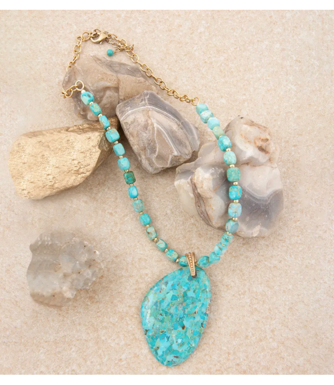 Brase Jewelry Refined Turquoise Golden Drop Necklace