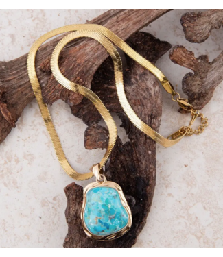 Barse Jewelry Barse Jewelry Baron Snake Chain Turquoise Necklace