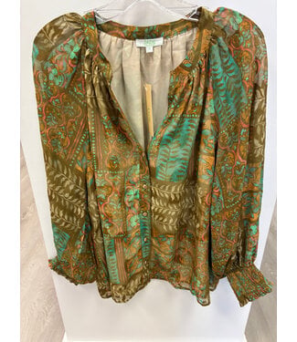 jade Jade 79G8044-2  Split Neck Peasant Top