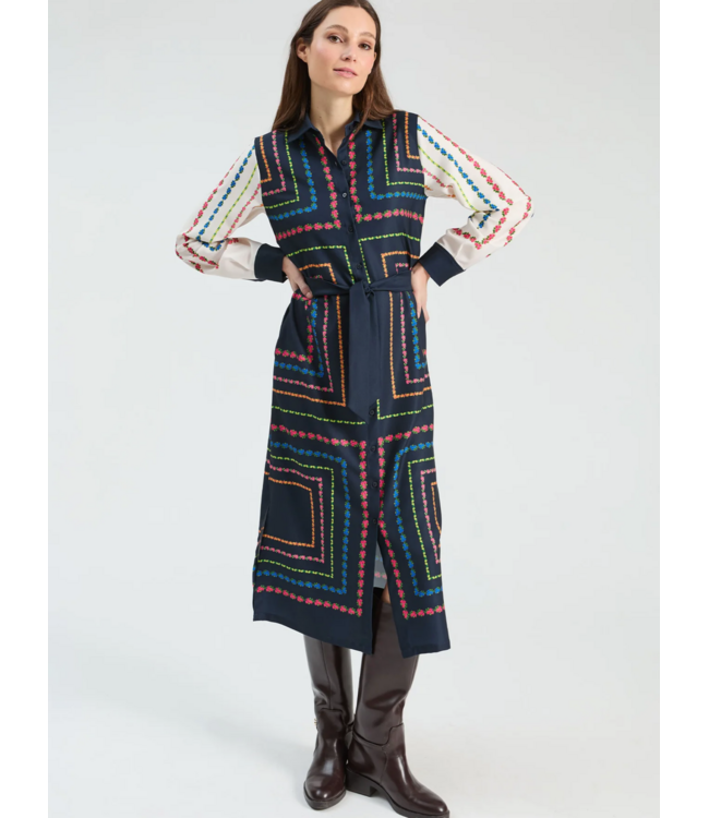 Vilagallo 6W012 Navy Floral Midi