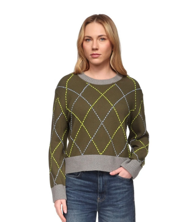 Brodie Contrast Diamond Stitch Crew #071