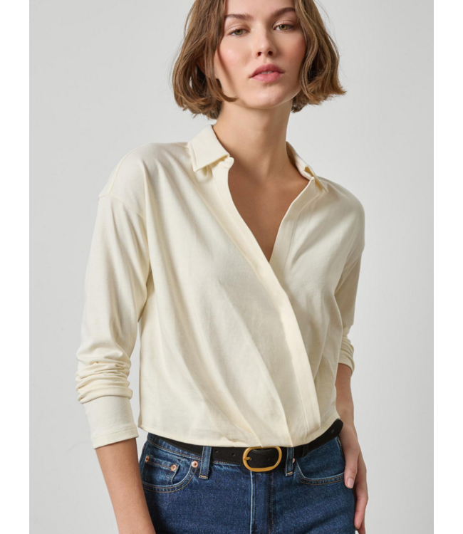 Lilla P Faux Wrap Collared Top #3535