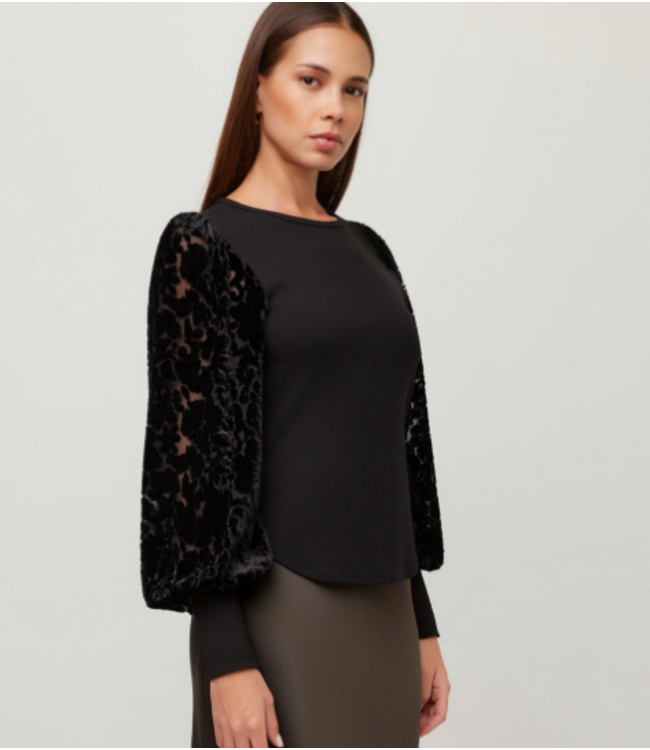Fifteen Twenty Kaya Contrast Bishop Sleeve Top-#3F62300