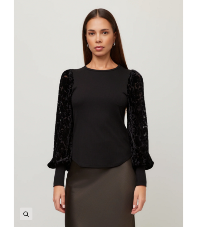 Fifteen Twenty Kaya Contrast Bishop Sleeve Top-#3F62300