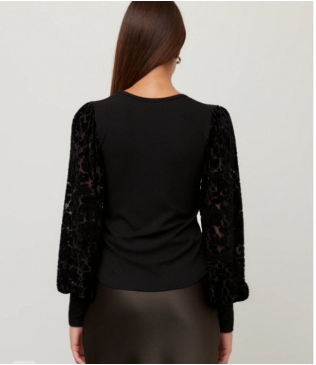 Fifteen Twenty Kaya Contrast Bishop Sleeve Top-#3F62300