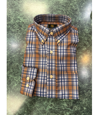 Navy/Brown Multi Plaid L/S Button Down Shirt