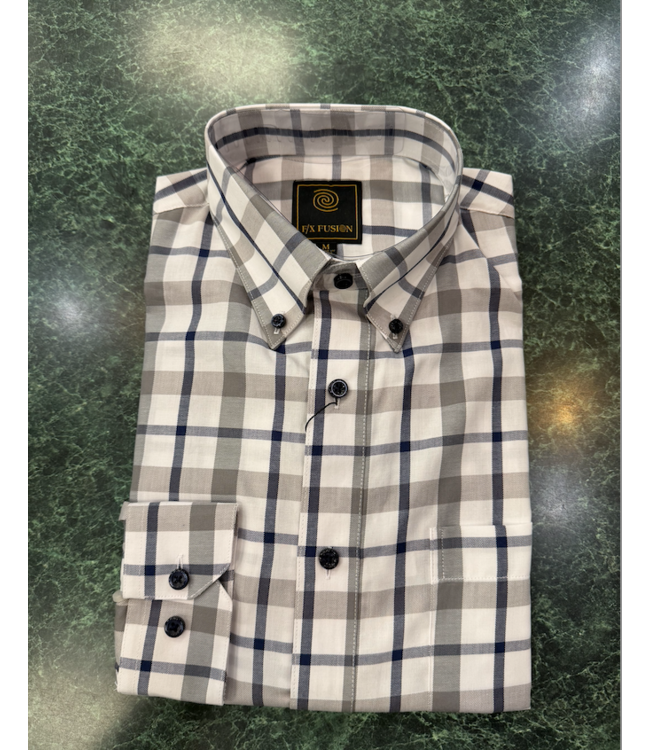 White Multi Plaid Twill LS Buttonddown Shirt