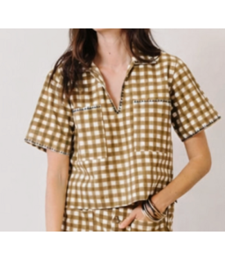 sunshine tienda Painted Gingham Palmer Top-#2853