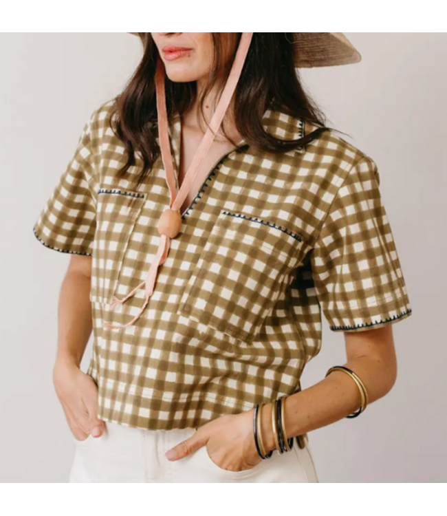 Painted Gingham Palmer Top-#2853