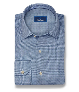 David Donahue Check Knit Sport Shirt