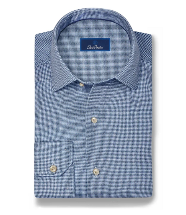 David Donahue Check Knit Sport Shirt
