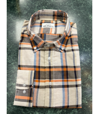 Taupe/Orange/Blue Madras Button Down Shirt FWYD43