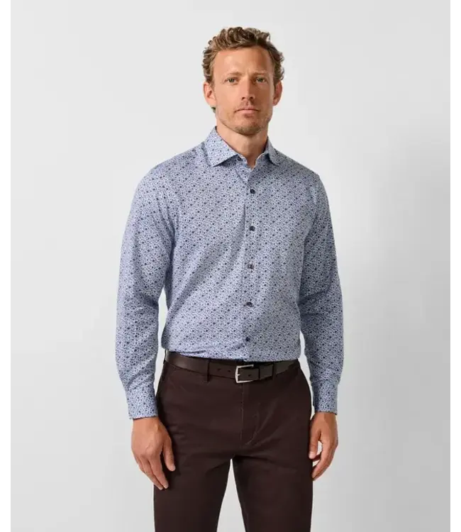 Blue & Chocolate Floral Sport Shirt