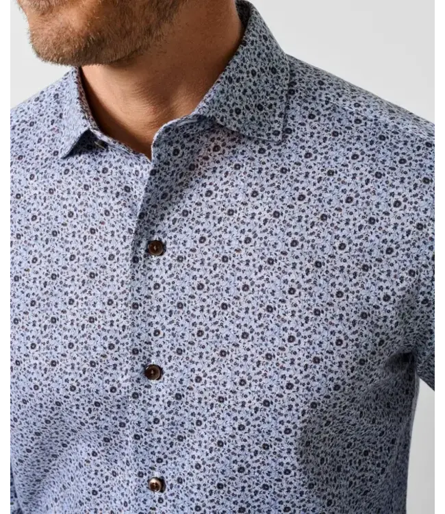Blue & Chocolate Floral Sport Shirt