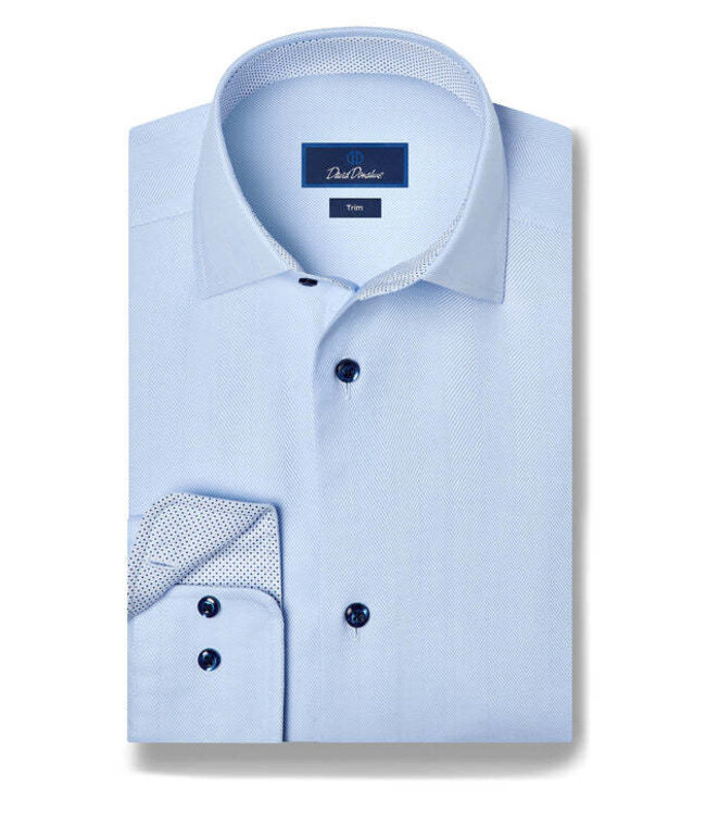 Sky Contrast Herringbone Solid Dress Shirt