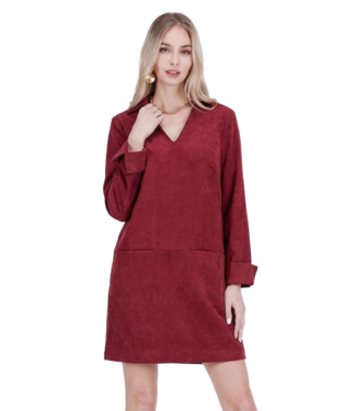 joyjoy Joy Joy Split Neck Collar Dress #4948