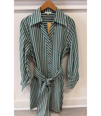 jade Jade Collar Waist Pleat Shirtdress #8018