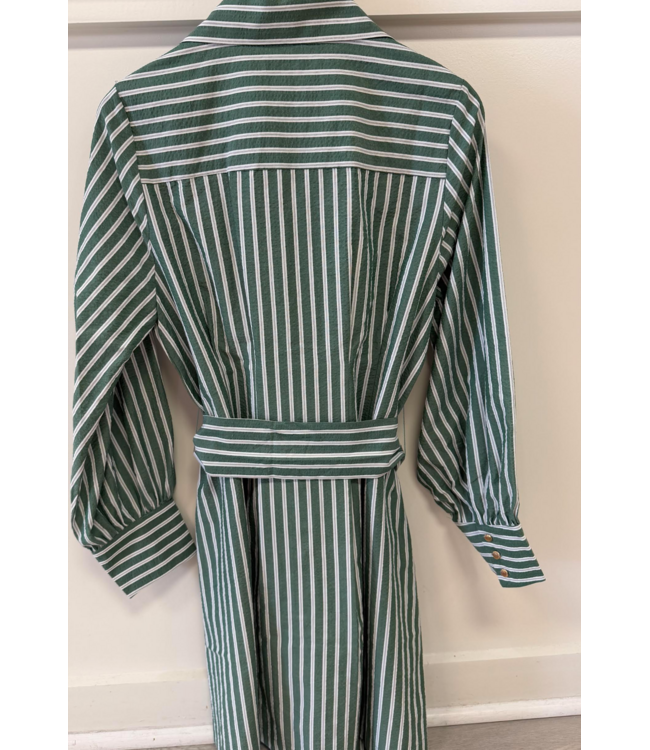 Jade Collar Waist Pleat Shirtdress #8018