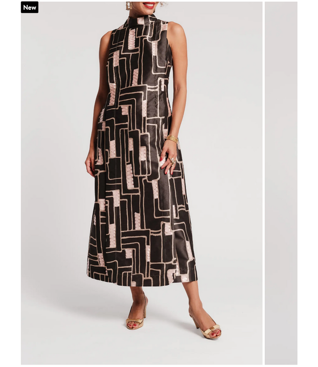 Frances Valentine Carlyle Maxi Topiary Maze Poly Dupion