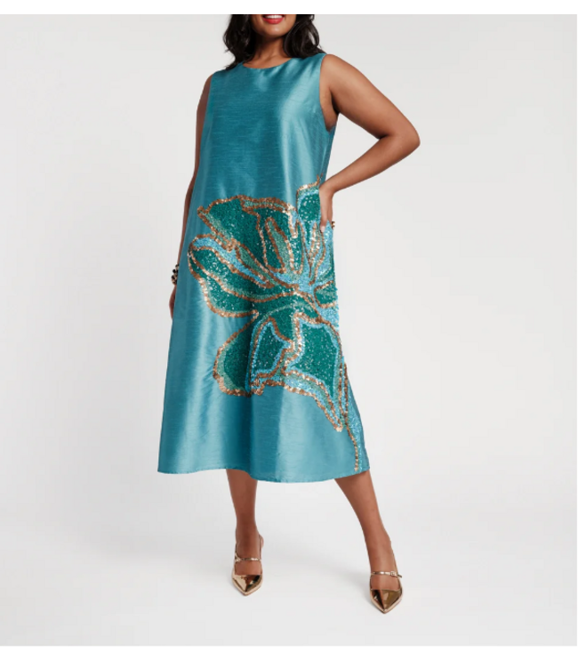 Frances Valentine Alice Midi Dress Fringed Tulip - #426AA115933