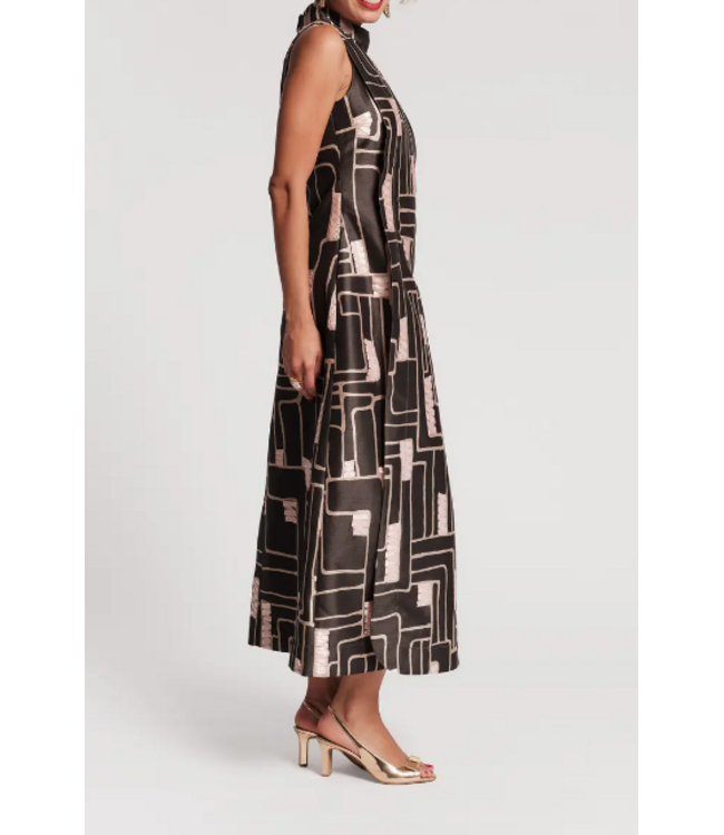 Frances Valentine Carlyle Maxi Topiary Maze Poly Dupion