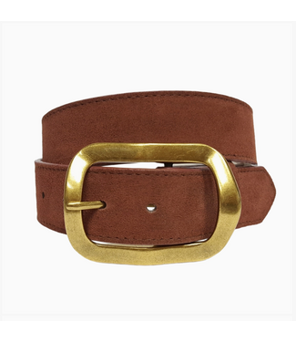 Axesoria West Genuine Suede Leather Belt w/classic Rectangular Buckle