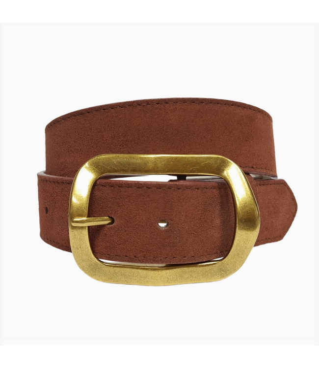 Genuine Suede Leather Belt w/classic Rectangular Buckle
