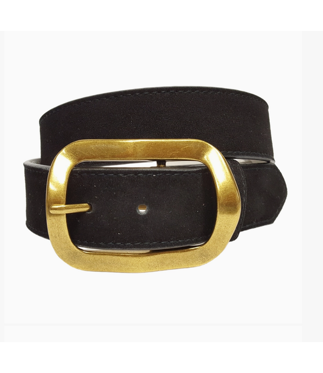 Genuine Suede Leather Belt w/classic Rectangular Buckle