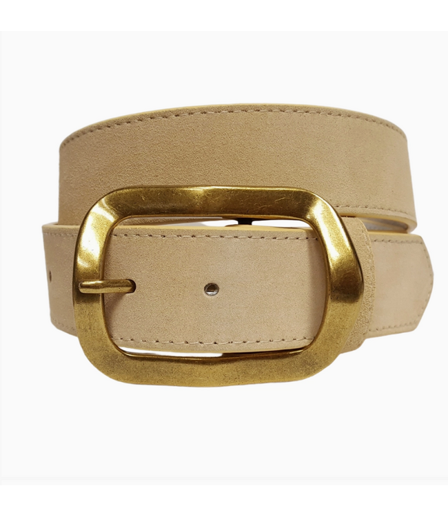 Genuine Suede Leather Belt w/classic Rectangular Buckle