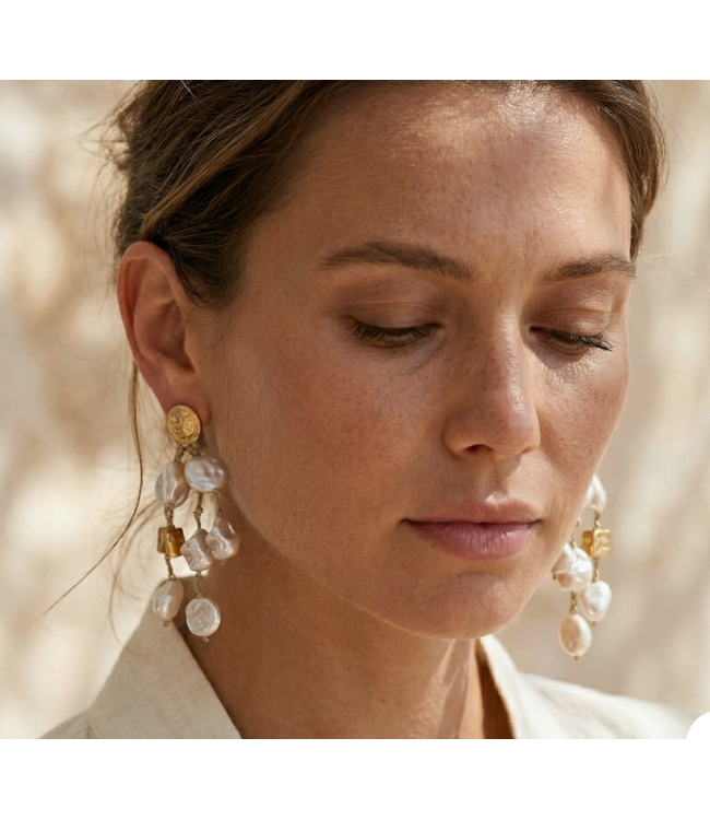 Chunky Coastal Pearl Earrings #E1021