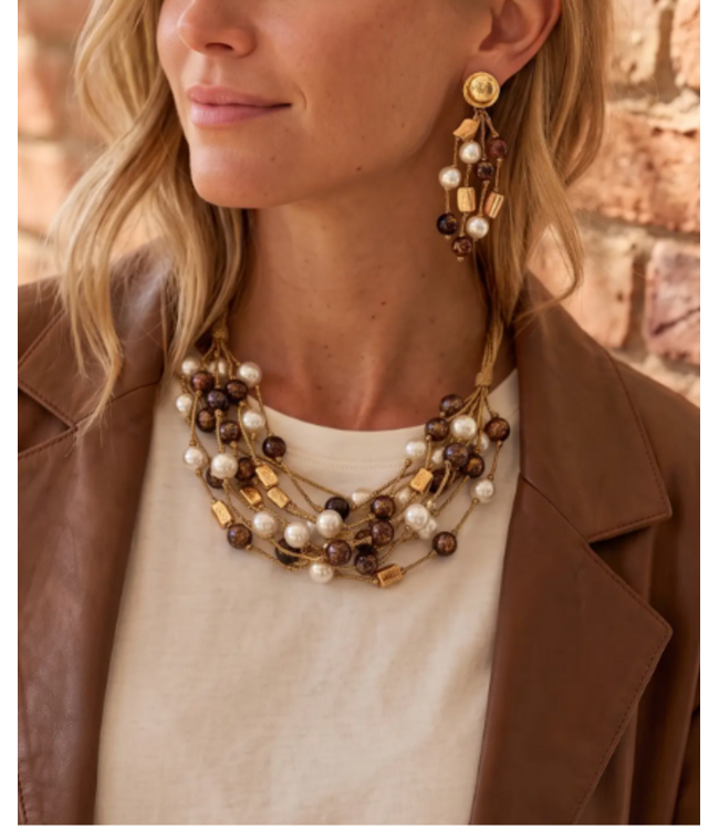 Coastal Brown  Pearl Earrings #E1026