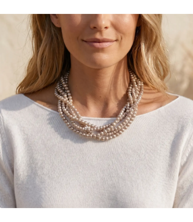 Chunky Multistrand Pearl Necklace #N3891