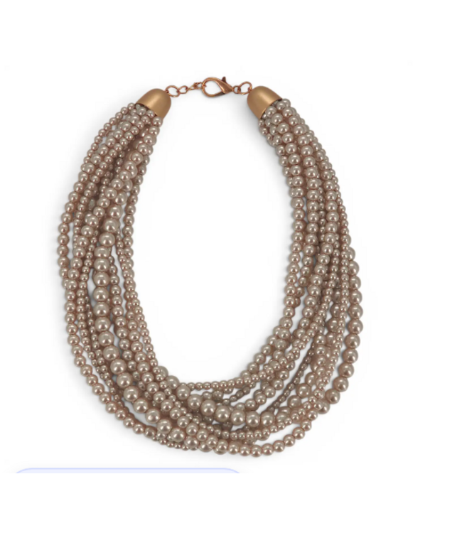 Chunky Multistrand Pearl Necklace #N3891