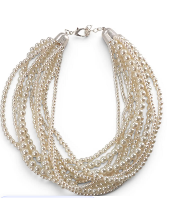 Chunky Multistrand Pearl Necklace #N3892