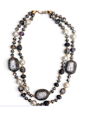 Bijoux Envie Chunky beaded Coastal Pearl Necklace #N4268