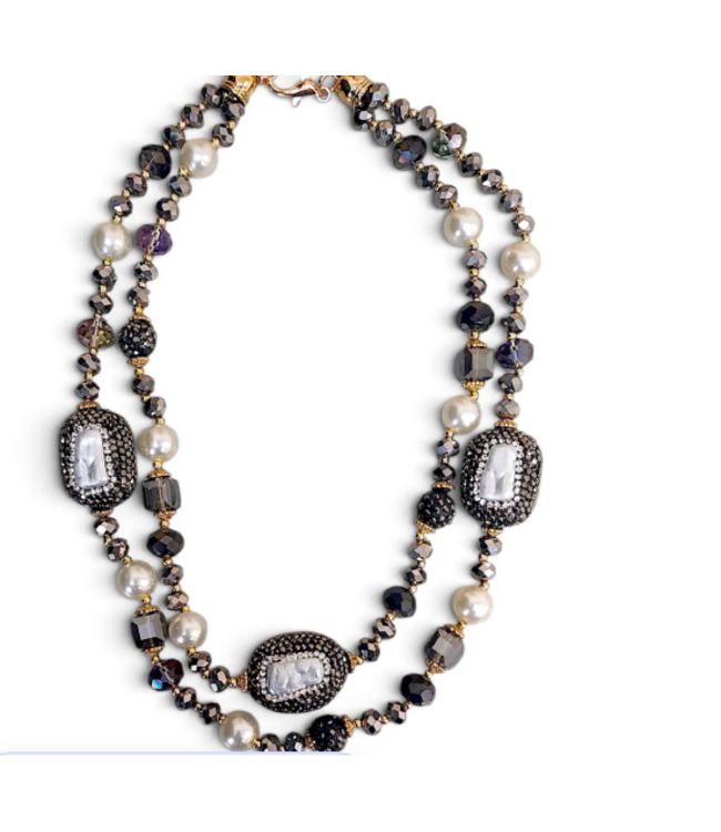 Chunky beaded Coastal Pearl Necklace #N4268