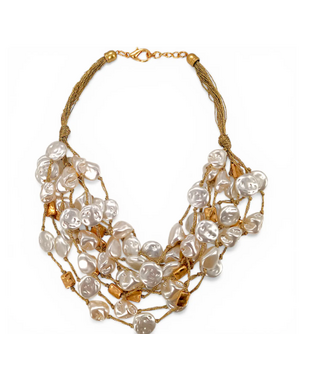 Bijoux Envie Coastal Chunky Coin Pearl Necklace
