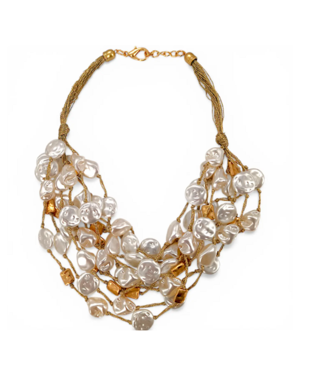Coastal Chunky Coin Pearl Necklace
