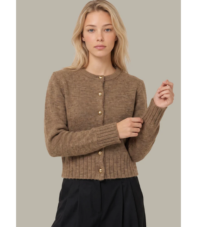 James Fuzzy Button Crew Cardi #11005137