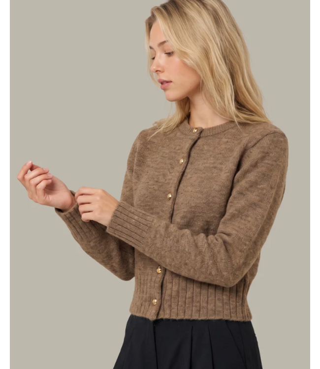 James Fuzzy Button Crew Cardi #11005137