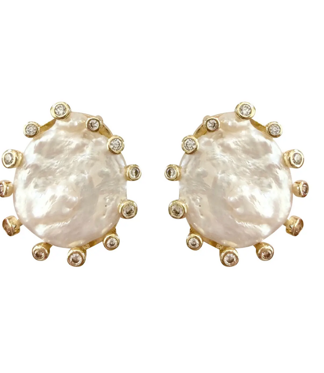 Gemelli Monet Clear Pearl Stud Earrings