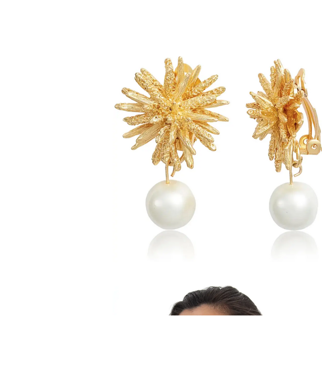 Karine Sultan Starburst Clip-On Earrings with Pearl Drop