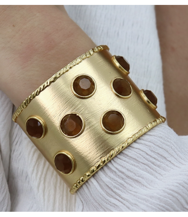 Karine Sultan  Mocha Stones Cuff Bracelet