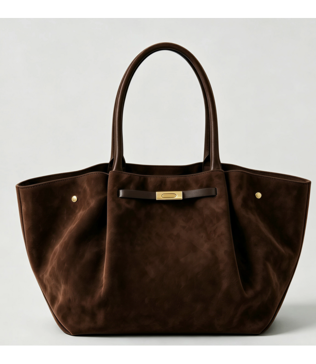 Nanabags Genuine Suede Bag with Leather Details