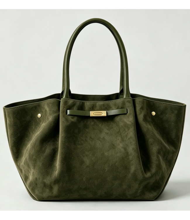 Nanabags Genuine Suede Bag with Leather Details