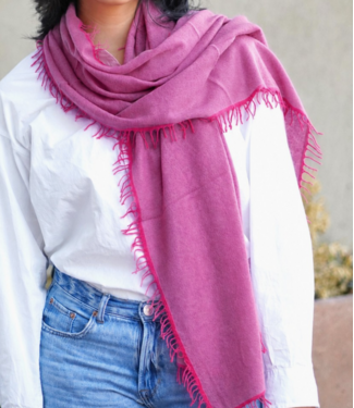 Dolma Pure Cashmere Contrast Trim Scarf