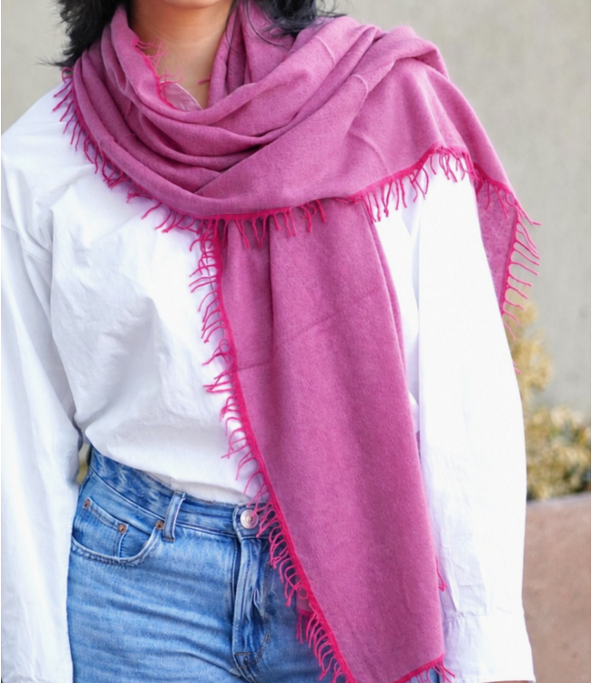 Pure Cashmere Contrast Trim Scarf